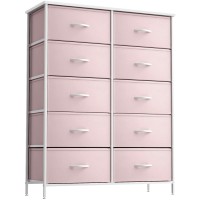 Sorbus Kids Dresser With 10 Drawers - Storage Unit Organizer Chest For Clothes - Bedroom, Kids Room, Nursery, & Closet (Pink, 34 X 12 X 47-10 Drawer)