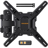Perlegear Ul Listed Full Motion Tv Mount For Most 26-60 Inch Flat Or Curved Tvs Up To 82 Lbs, Wall Bracket With Articulating Arms, Tool-Free Tilt, Swivel, Extension, Max Vesa 400X400Mm, Pgmf3