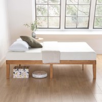 Mellow Naturalista Classic 16 Inch Solid Wood Platform Bed With Wooden Slats, Natural Pine, Queen