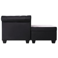 Vidaxl L-Shaped Chesterfield Sofa Artificial Leather Black