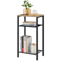 Hoctieon 3 Tier End Table, Telephone Table, Tall Side Table With Storage, Small Nightstand For Small Spaces, Metal Frame, For Living Room, Bedroom, Sofa Couch, Hall, Easy Assembly, Greige