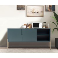 Lyuhome 64 Sideboard Buffet Cabinet With Storage Modern Storage Cabinet Standing Side Cabinet For Kitchen Dining Room Living Roombedroom And Hallway (Dark Green)