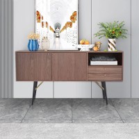 Kevinspace Modern Sideboard Cabinet Mid Century Modern Tv Stand With 2 Drawers And 2 Cabinets Wood Kitchen Buffet Cabinet Dining Room Console Table Storage Cabinet For Living Room Bedroom Kitchen