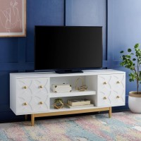 Safavieh Home Collection Ottoline Whitegold 3-Shelf Patterned Entertainment Stand Up To 60 Flatscreen Tv Media Unit