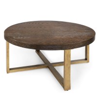 Savonnerie Round Coffee Table, Hand-Cast Metal With Antiqued Finish, 36 Inches