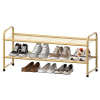 Sufauy Shoes Rack Shelf For Closet Metal Stackable Shoe Storage Organizer, Wire Grid, 2-Tier, Gold