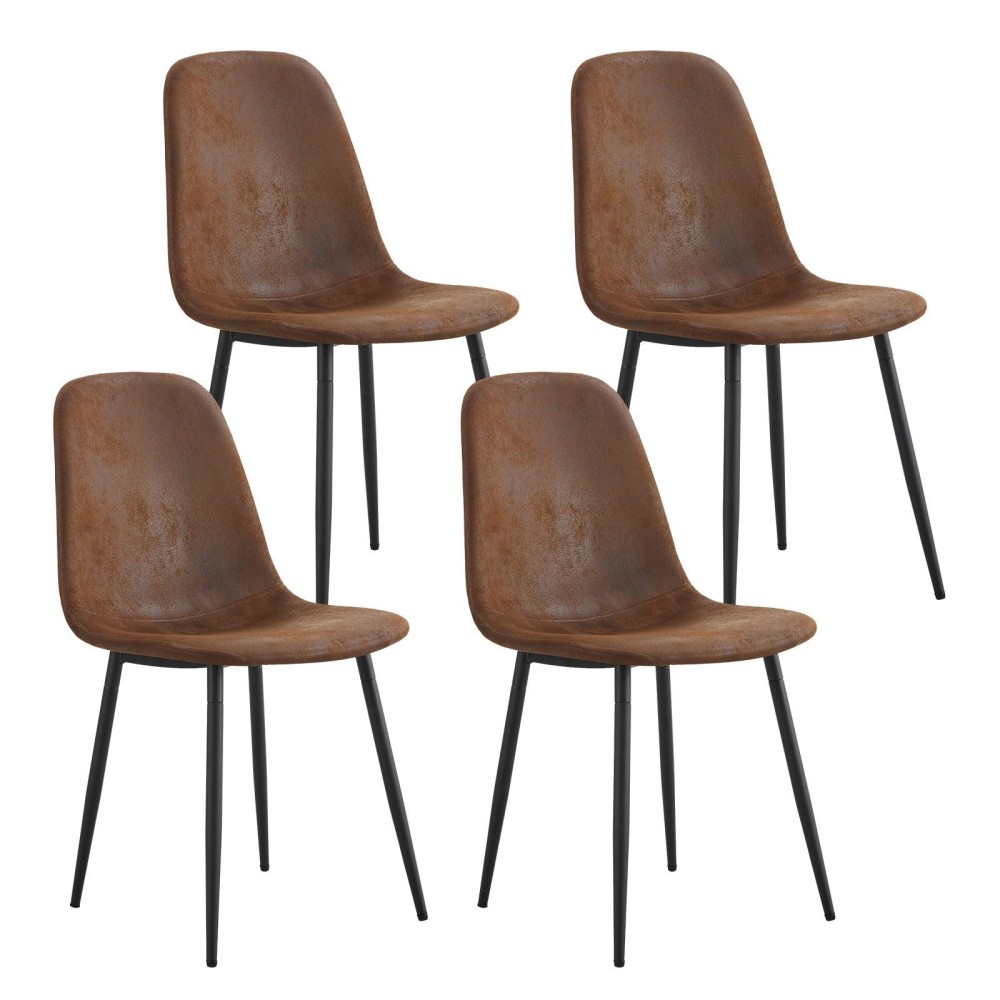 Nioiikit Velvet Dining Chairs Set Of 4 Upholstered Living Room Chairs Armless Accent Chairs Comfy Reading Chairs For Living Room Home Office Dining Room Bedroom (Brown)