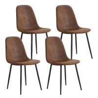 Nioiikit Velvet Dining Chairs Set Of 4 Upholstered Living Room Chairs Armless Accent Chairs Comfy Reading Chairs For Living Room Home Office Dining Room Bedroom (Brown)