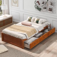 Merax Wood Captains Platform Storage Bed With 3 Drawers,Classic Bed Frame No Box Spring Needed Twin, Oak