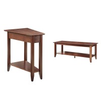 Convenience Concepts American Heritage Wedge End Table, Espresso & American Heritage Coffee Table With Shelf, Espresso