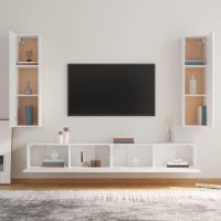 Vidaxl 4 Piece Tv Cabinet Set White Engineered Wood