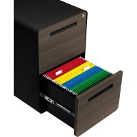Laura Davidson Furniture Stockpile 2-Drawer Modern Mobile File Cabinet, Commercial-Grade (Black/Wood)