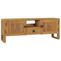 Golinpeilo Colonial-Style Tv Cabinet With 2 Doors 1 Open Shelf And 1 Drawer Solid Teak Wood Entertainment Center Tv Console Table Media Furniture For Living Room Office Bedroom 472X126X177