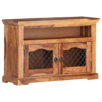 Golinpeilo Wooden Tv Cabinet With 2 Doors And 1 Compartment Solid Sheesham Wood Entertainment Center Tv Console Table Media Furniture For Living Room Office Bedroom 354X118X236