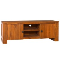 Golinpeilo Wodoen Tv Cabinet With 2 Compartments And 2 Small Inside Cabinets Solid Teak Wood Entertainment Center Tv Console Table Media Furniture For Living Room Office 433X118X157