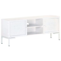 Golinpeilo Wooden Tv Cabinet 2 Shelves And 2 Doors White Solid Mango Wood Entertainment Center Tv Console Table Media Furniture For Living Room Office Bedroom 453X118X181