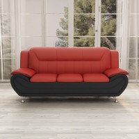 Us Pride Furniture Modern Style Faux Leather 792Aa Wide Living Room Sofas Redblack