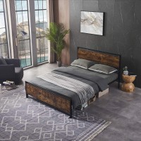 Dithoko Twin Size Metal Platform Bed Frame With Wooden Headboard And Footboard, No Box Spring Needed, Large Under Bed Storage, Strong Steel Slat Support, No Box Spring Needed