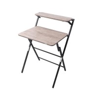 Sofsys Modern Folding Desk For Small Space, Computer Gaming, Writing, Student And Home Office Organization, Industrial Metal Frame With Premium Desktop Surfaces, Grayblack