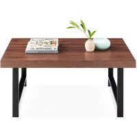 Best Choice Products 44In Modern Coffee Table Butcher Block Top Large Accent Table Rectangular Wood Industrial Rustic Coffee Table For Living Room W 2In Metal Legs 3In Tabletop - Brown
