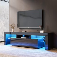 Furnnylane Black Tv Stand Led Tv Stand For 60 Inch Tv High Glossy Front Entertainment Center Modern Tv Stands With Storage For Living Roombedroom