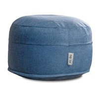 Yogibo Doza Cush Ottoman Pouf Small Foot-Rest Bench Stool For Bedroom, Living Room Chairs, Soft, Comfy, Lightweight, Removable Washable Cover, Blue Denim