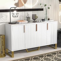 Bellemave Buffet Cabinet With 4 Doors Modern Freestanding Sideboard Storage Cabinet With Gold Metal Legs Entryway Cabinet For Living Room, Dining Room, Kitchen, White