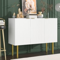 Bellemave Buffet Cabinet With 3 Doors Modern Freestanding Sideboard Storage Cabinet With Gold Metal Legs Entryway Cabinet For Living Room, Dining Room, Kitchen, White