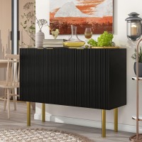 Bellemave Buffet Cabinet With 3 Doors Modern Freestanding Sideboard Storage Cabinet With Gold Metal Legs Entryway Cabinet For Living Room, Dining Room, Kitchen, Black