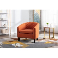 Modern Accent Barrel Chair Living Room Chair With Nailheads Trim And Solid Wood Legsupholstered Fabric Armchair Mid-Century Leisure Lounge Chair Single Sofa Chair For Living Room Officeorange