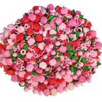 Valentine'S Day Rose Hearts Sprinkles Red Pink And Green Sprinkle Cupcake Cake Toppers Edible Cake Decorations