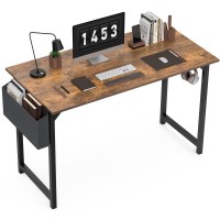 Smug Computer 47 Inch Home Office Writing Work Study Small Pc Desk Modern Simple Table With Storage Bag Headphone Hook, Rustic Brown, 47197