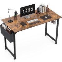 Smug Computer 40 Inch Home Office Writing Work Study Small Pc Desk Modern Simple Table With Storage Bag Headphone Hook, Rustic Brown, 40197