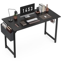 Smug Computer 47 Inch Home Office Writing Work Study Small Pc Desk Modern Simple Table With Storage Bag Headphone Hook, Black, 47197