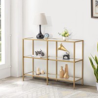 Ssline 3-Tier Tempered Glass Console Table394 Clear Glass Accent Console Sofa Table With Golden Metal Frameentry Tables With Shelf For Hallway Sofa Living Roomnarrow Spaces
