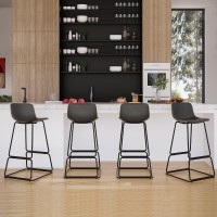 Bar Stools High Chair, 30 Inch Industria Modern Bar Stools Set Of 4, Faux Leather Dining Chairs For Coffee Bar, Indoor Mid Century Bar Stools With Back For Kitchen Counter, Tall Barstools Chairs