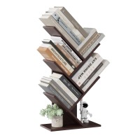 Zrwd Tree Bookshelf, 4-Tier Book Storage Organizer Shelves Floor Standing Bookcase, Wood Storage Rack For Office Home School Shelf Display For Cdmagazineark Walnut