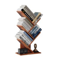 Zrwd Tree Bookshelf, 5 -Tier Book Storage Organizer Shelves Floor Standing Bookcase, Wood Storage Rack For Office Home School Shelf Display For Cd/Magazine (Rustic Brown)