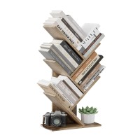 Zrwd Tree Bookshelf, 4-Tier Book Storage Organizer Shelves Floor Standing Bookcase, Wood Storage Rack For Office Home School Shelf Display For Cdmagazinerench Oak Grey