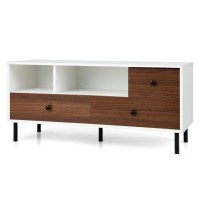 Modern Tv Stand Home Entertainment Media Console Center Display Cabinet Versatile Use 5 Solid Metal Legs Ample Storage With 2 Compartments 3 Drawers Wide Tabletop Fit Most Flat Screen Tv Up To 50