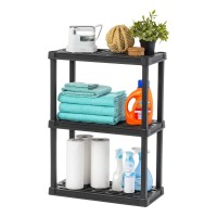 Iris Usa 3-Tier Shelving Unit, 33 Fixed Height, Medium Storage Organizer For Home, Garage, Basement, Shed And Laundry Room, 24W X 12D X 33H, Made With Recycled Materials, Black