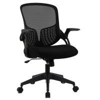 Smug Home Office Ergonomic Desk Mesh Computer Modern Height Adjustable Swivel Chair With Lumbar Support/Flip-Up Arms, Black, 17 D X 19.5 W X 36 H