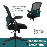 Smug Home Office Ergonomic Desk Mesh Computer Modern Height Adjustable Swivel Chair With Lumbar Support/Flip-Up Arms, Black, 17 D X 19.5 W X 36 H