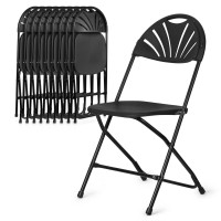 Magshion Plastic Folding Chair Set Of 10 Stackable Folding Chair With Breathable Back For Outdoor Indoor 250Lb Capacity Black