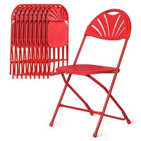 Magshion Plastic Folding Chair Set Of 10 Stackable Folding Chair With Breathable Back For Outdoor Indoor 250Lb Capacity Red