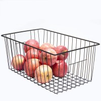 16Inch Freezer Wire Storage Organizer Baskets, Household Refrigerator Bin With Built-In Handles For Cabinet, Pantry, Closet, Bedroom