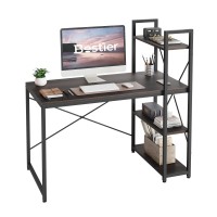 Bestier Computer Desk With Shelves - 47 Inch Small Space Home Office Desks With Bookshelf For Study Writing And Work - Plenty Leg Room And Easy Assemble, Deep Brown