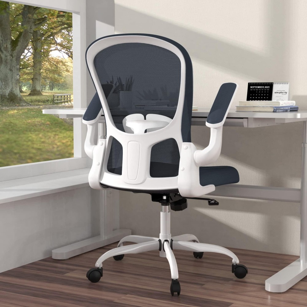 Ergonomic Office Chair, Comfort Swivel Home Office Task Chair, Breathable Mesh Desk Chair, Lumbar Support Computer Chair With Flip-Up Arms And Adjustable Height