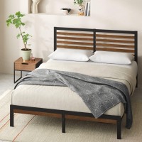 Zinus Kai Bamboo And Metal Platform Bed Frame With Headboard No Box Spring Needed Easy Assembly, Queen