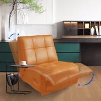 Unifrenty Lounge Chair Recliner Natural Leather Oversized Home Theater Seating Modern Chair Classic Design For Living Room Study Lounge Office Salon Orange
